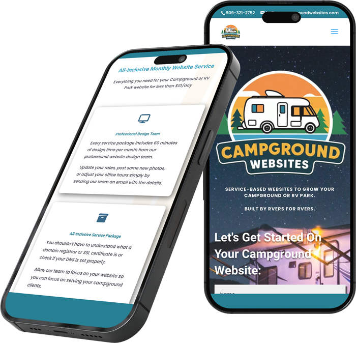 Campground-websites-Phone-mockups Campground website designs