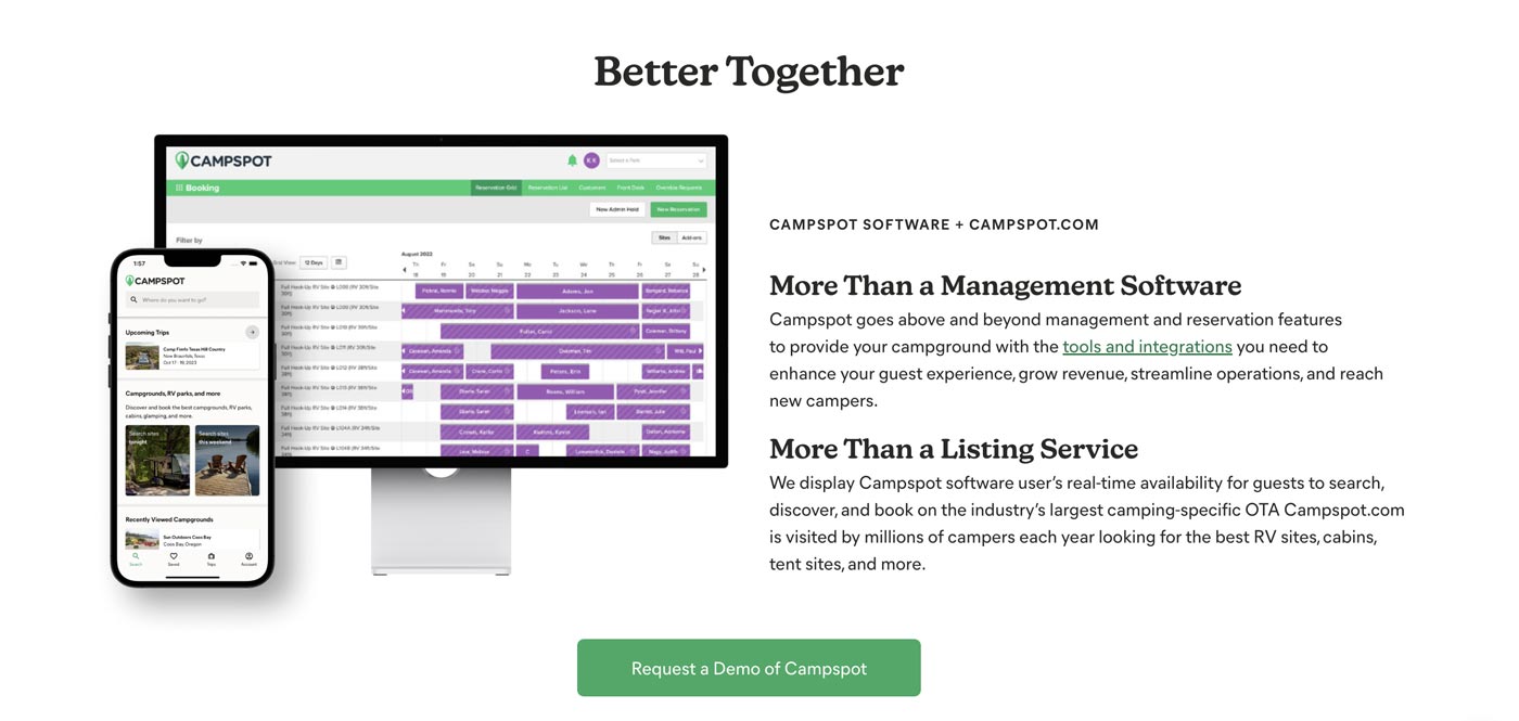 Campspot management software for campgrounds