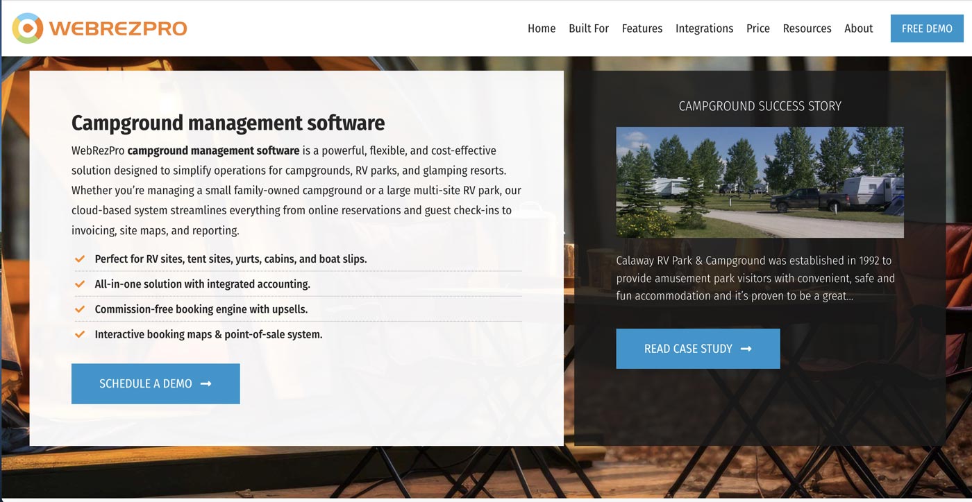 Webrezpro campground management software