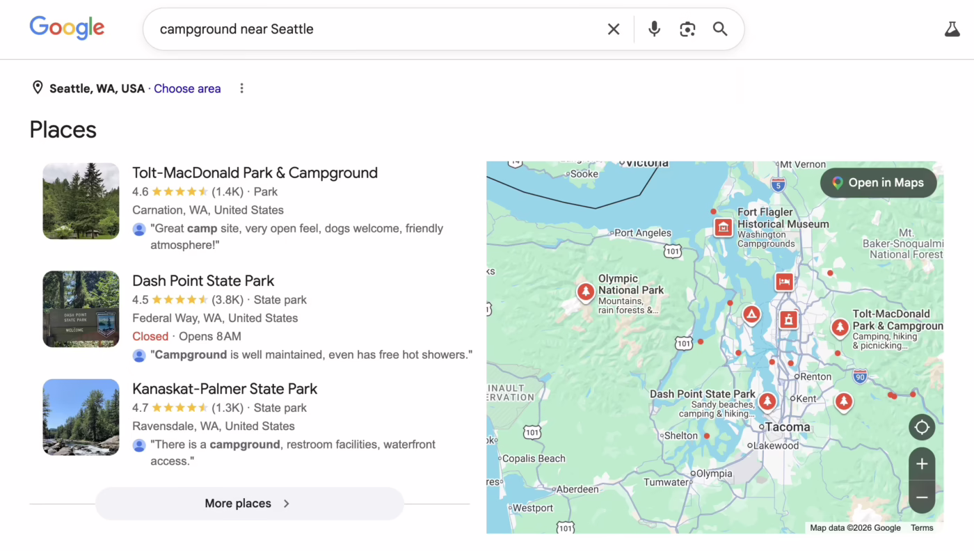 An example of the Local 3 pack for a Google Search